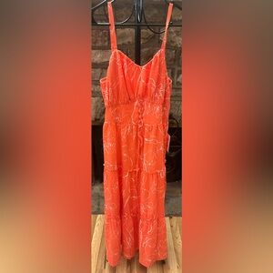 (NWT) Rose Karin Coral Tiered Maxi Dress – Smocked Back –Size 2XL